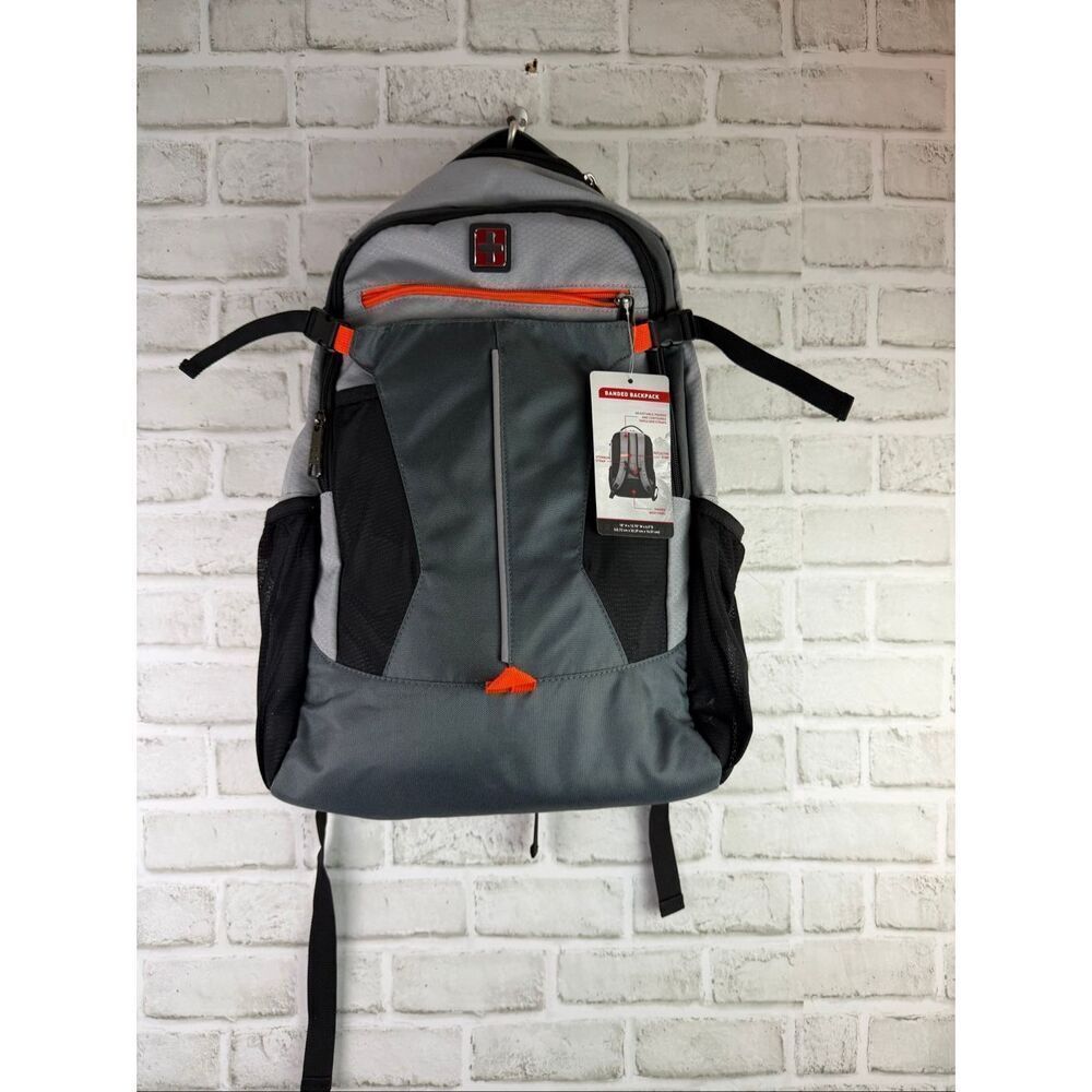 Swiss Tech Unisex Adult Banded Backpack Grey Orange New with Tags